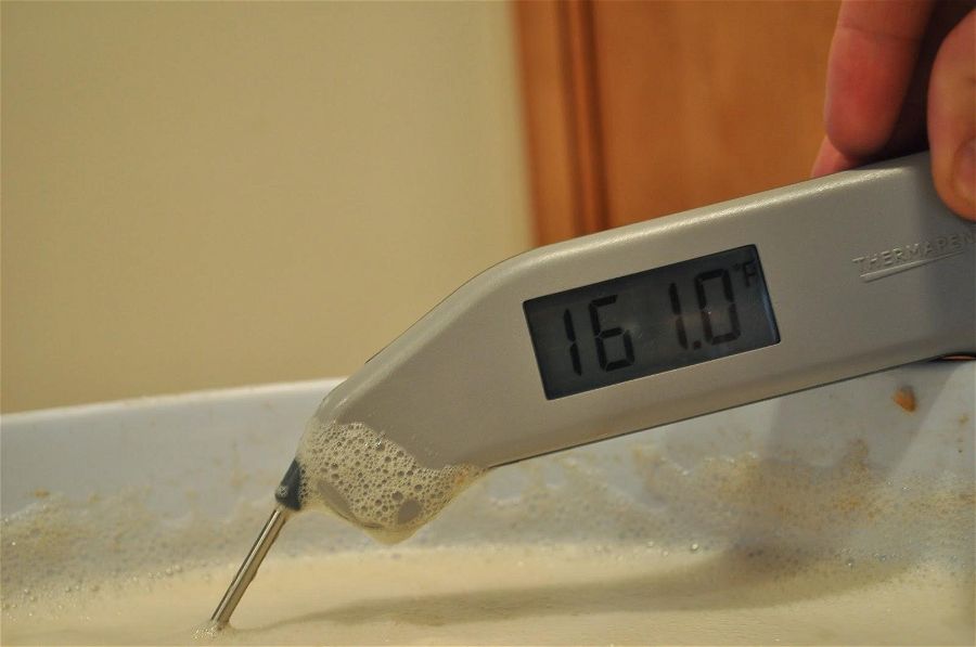 thermapen reading a temperature of 161F