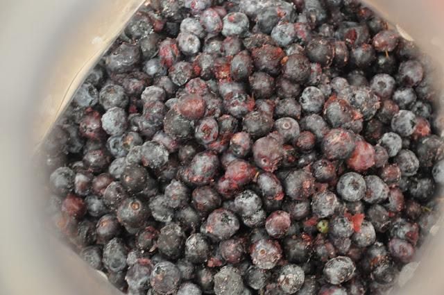Frozen Blueberries prior to racking.